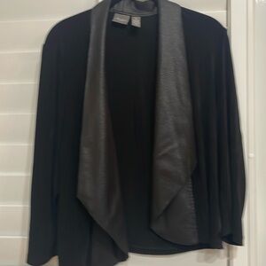 Black Faux Leather Collar Chico’s Jacket Chicos size 2 same as 12/14.